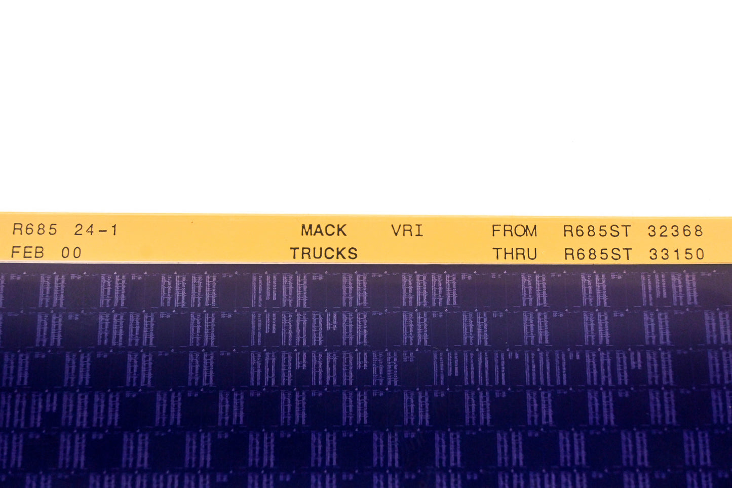 Mack R685 24-1 R685ST32368 - R685ST33150 VRI Microfiche NOS