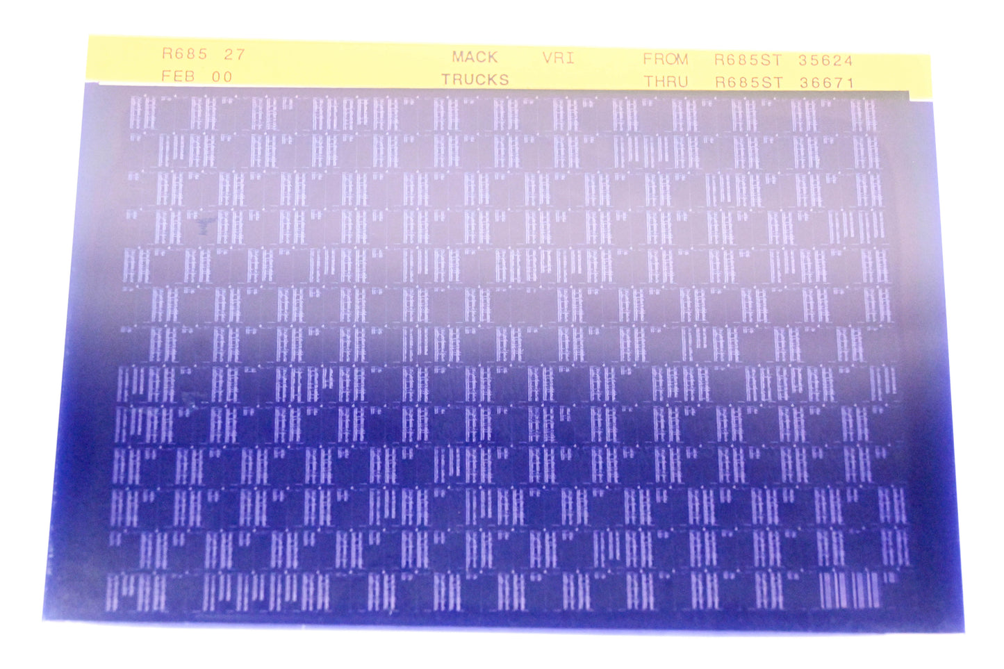 Mack R685 27 R685ST35624 - R685ST36671 VRI Microfiche NOS