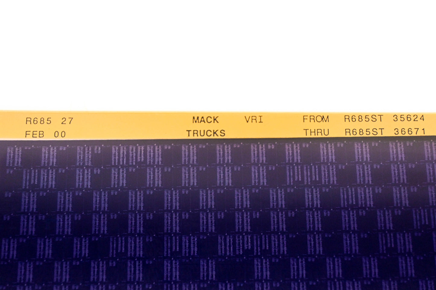 Mack R685 27 R685ST35624 - R685ST36671 VRI Microfiche NOS