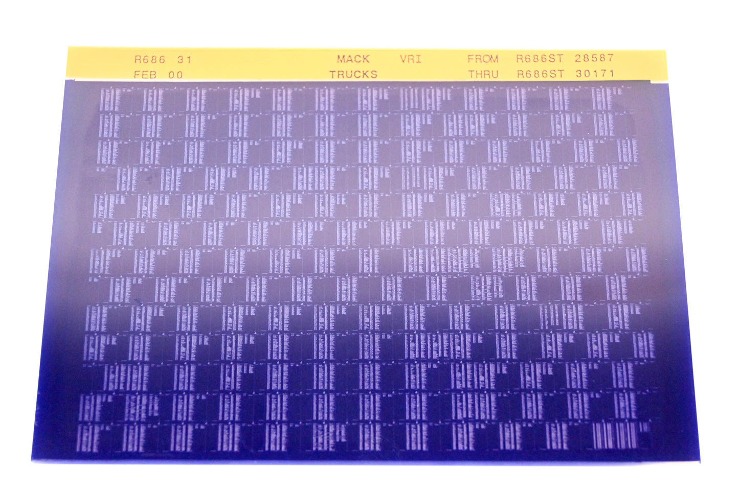 Mack R686 31 R686ST28587 - R686ST30171 VRI Microfiche NOS