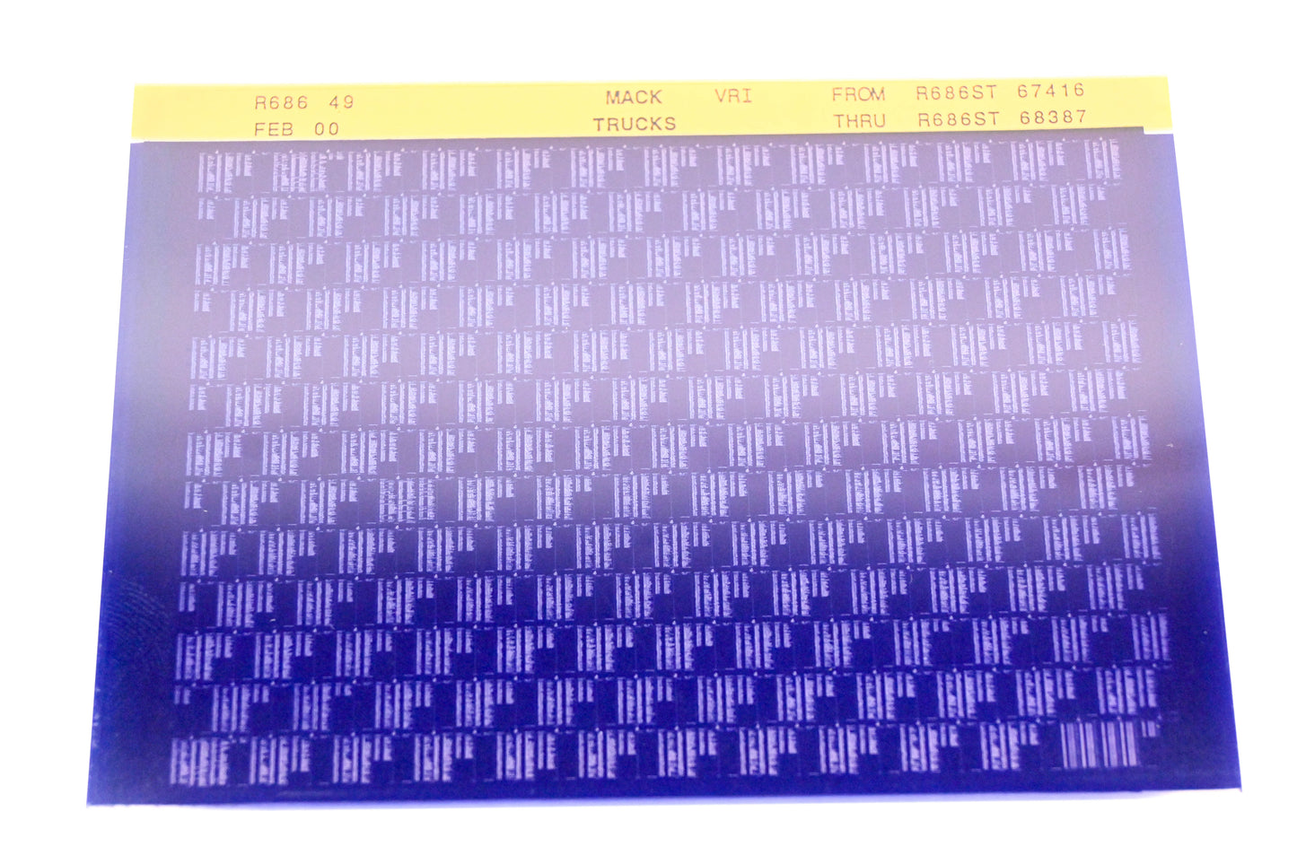 Mack R686 49 R686ST67416 - R6886ST68387 VRI Microfiche NOS