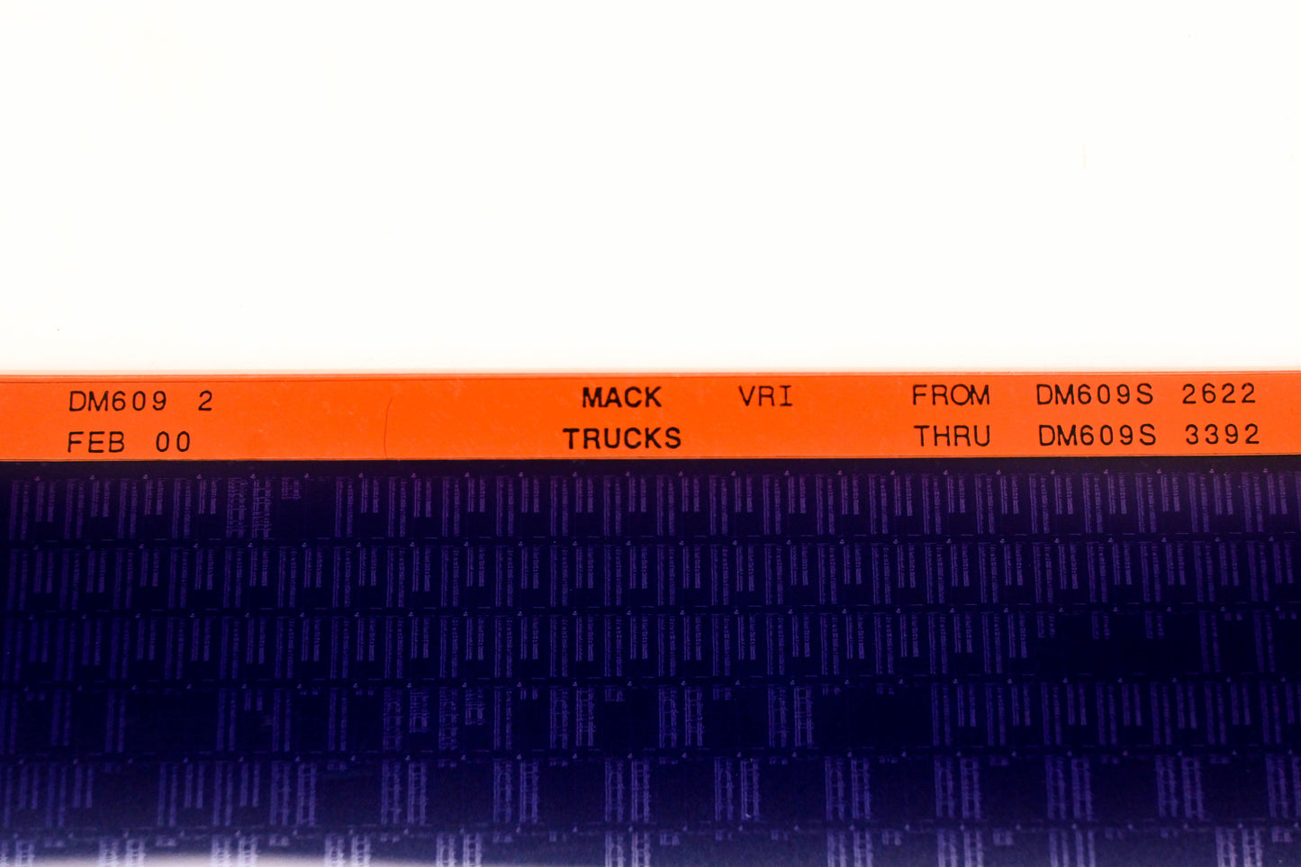 Mack DM609 2 DM609S2622 -DM609S3392 VRI Microfiche NOS