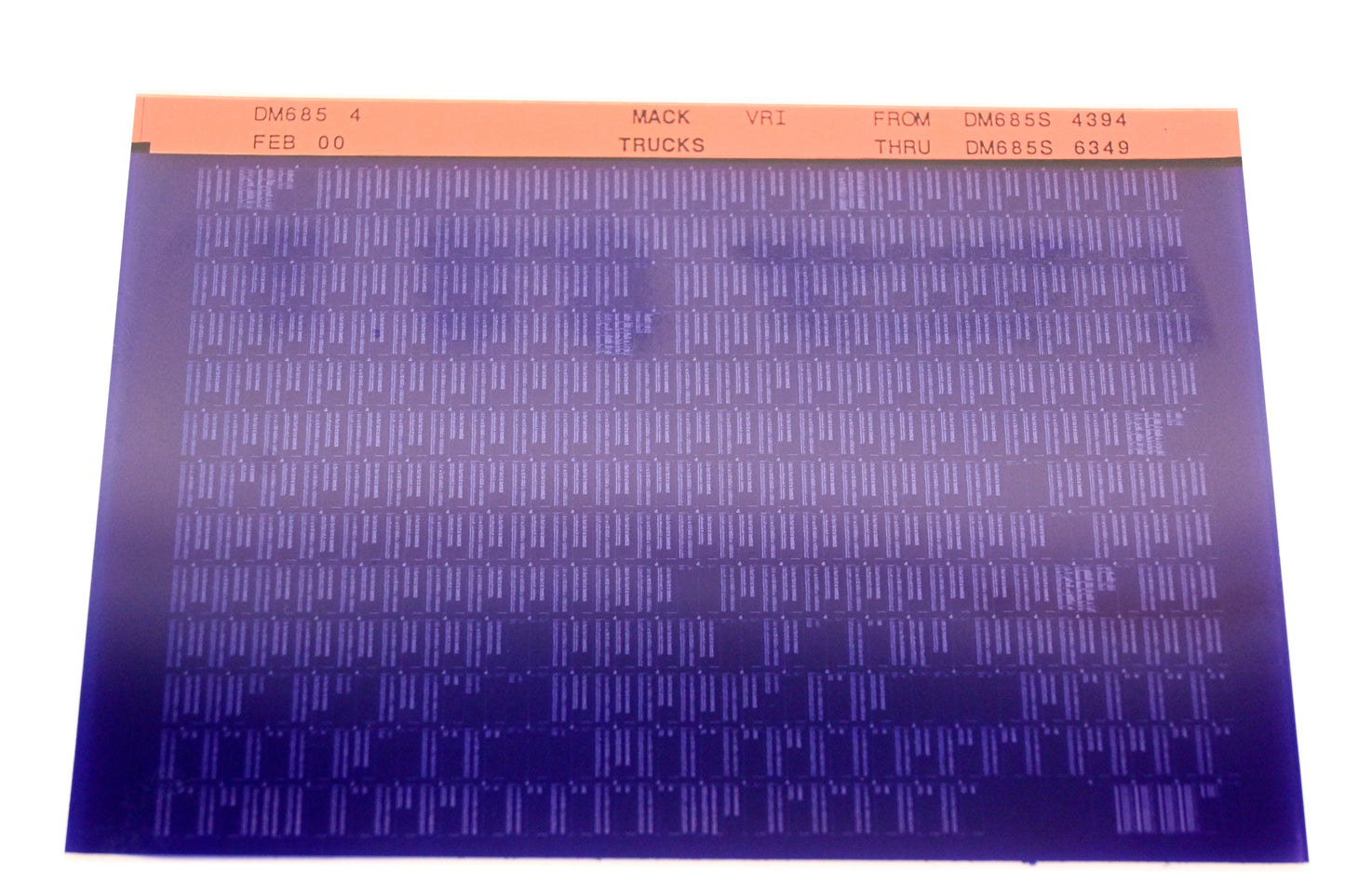 Mack DM685 4 DM685S4394 -DM685S6349 VRI Microfiche NOS