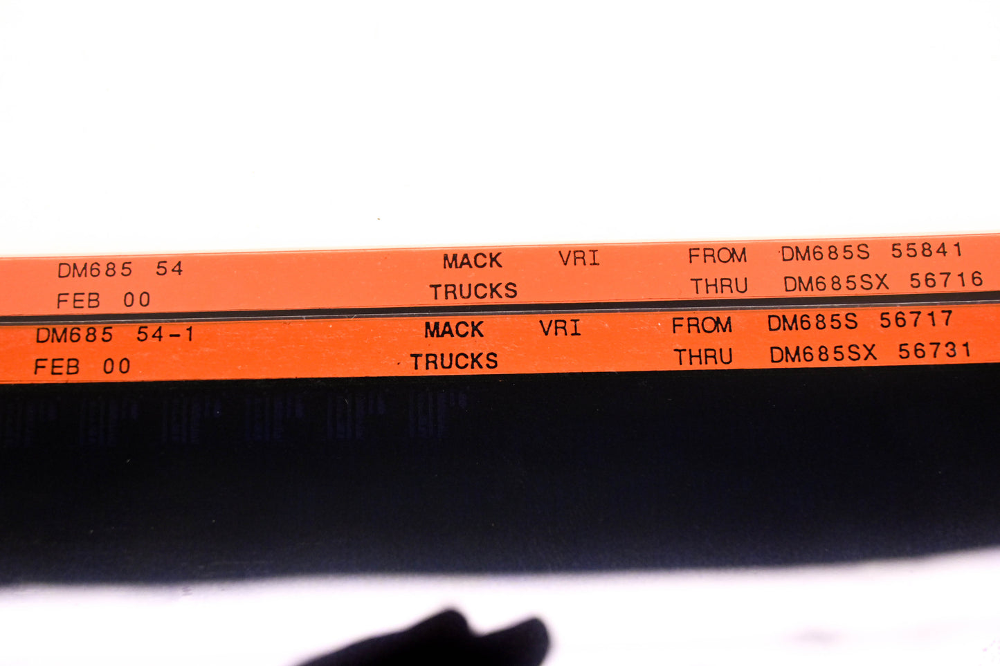 Mack DM685 54, DM685 54-1 DM685S55841 - DM685SX56731 VRI Microfiche Lot of 2 NOS