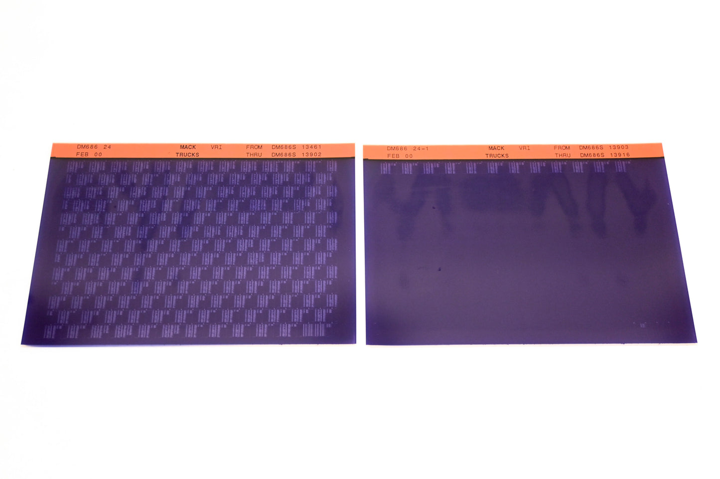 Mack DM686 24, DM686 24-1 DM686S13461 -DM686S13916 VRI Microfiche Lot of 2 NOS