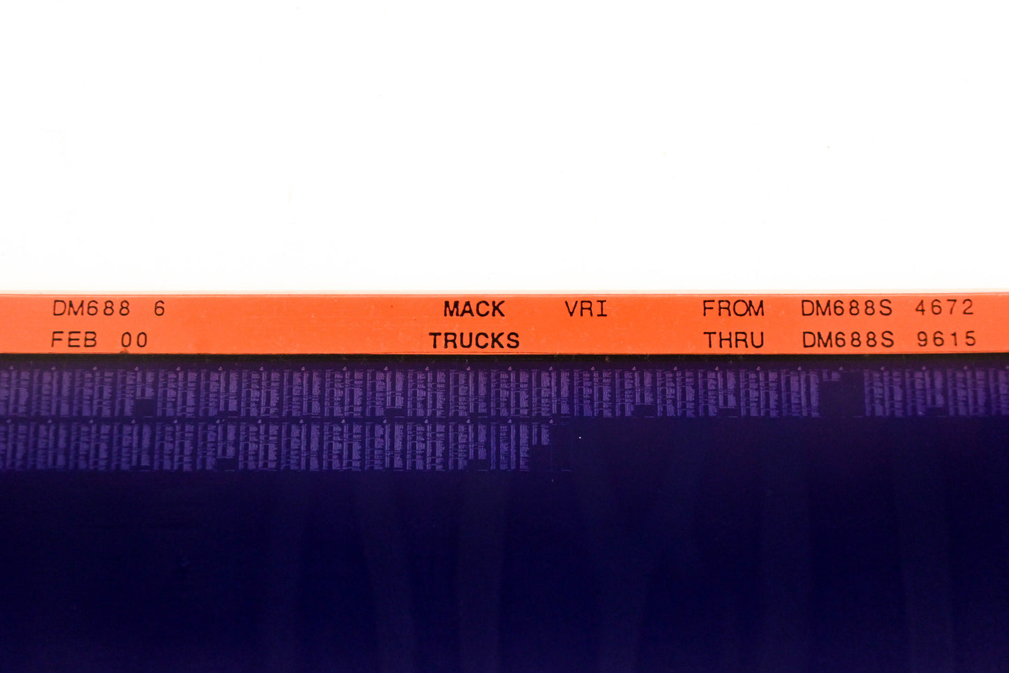 Mack DM688 6 DM688S4672 - DM688S9615 VRI Microfiche NOS