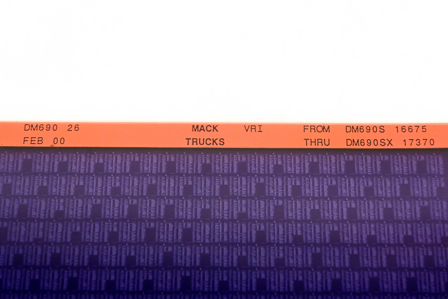 Mack DM690 26 DM690S16675 -DM690SX17370 VRI Microfiche NOS