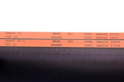 Mack DM690 37, DM690 37-1 DM690S25722 - DM690S27058 VRI Microfiche Lot of 2 NOS