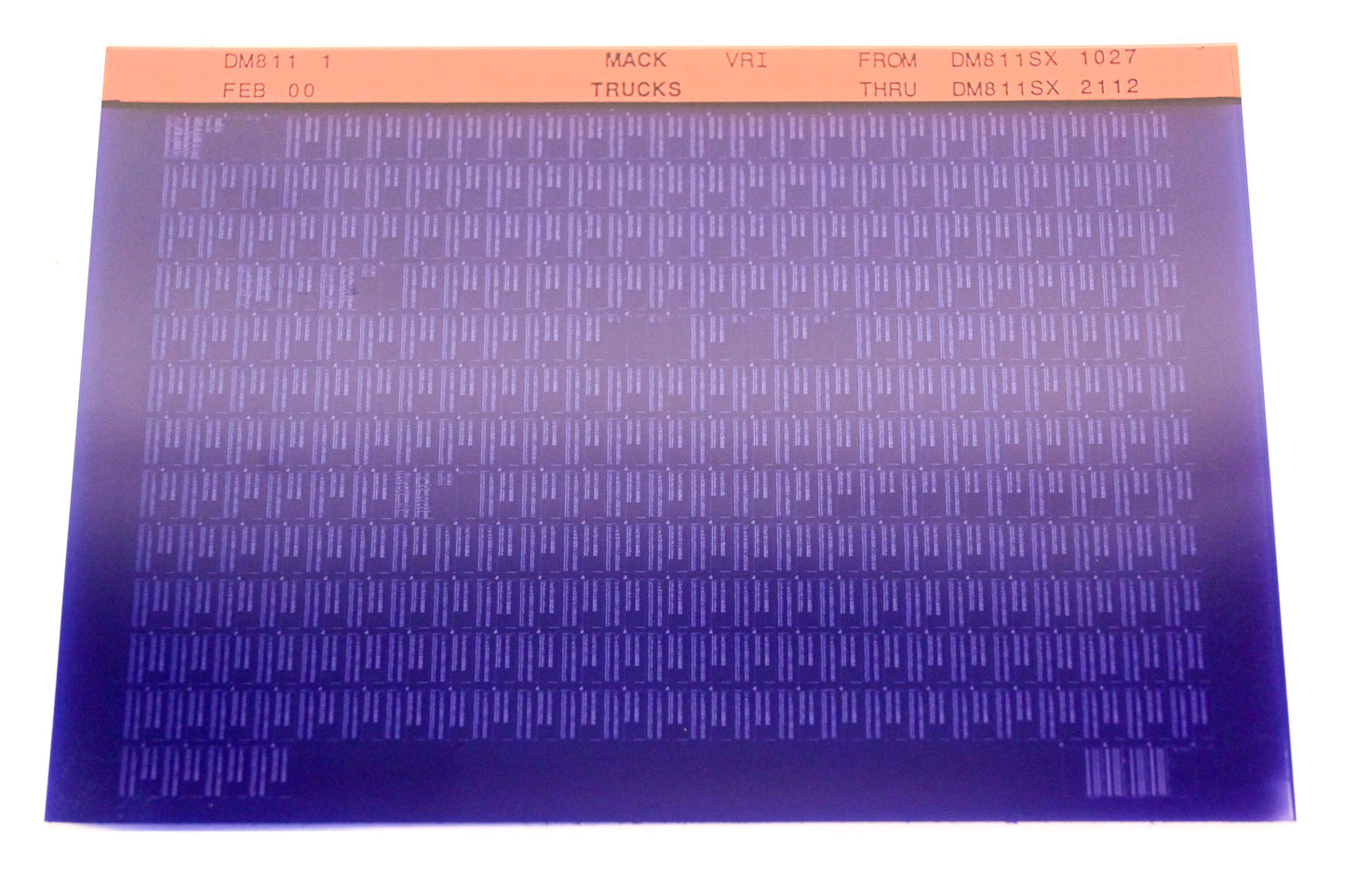 Mack DM811 1 DM611SX1027 - DM811SX2112 VRI Microfiche NOS