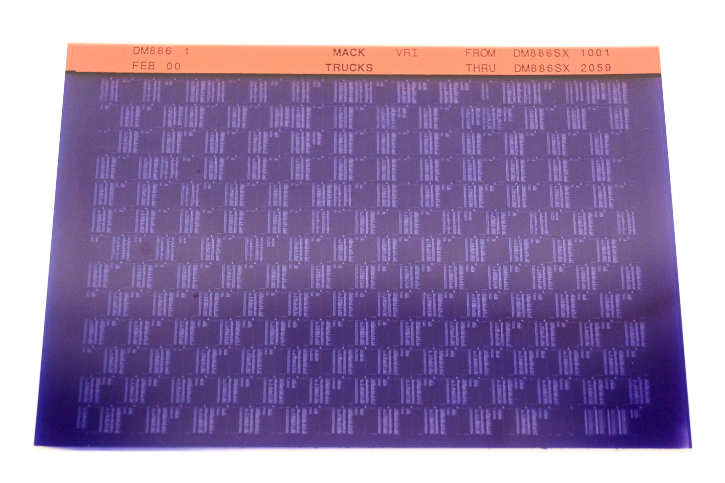Mack DM886 1 DM886SX1001 - DM886SX2059 VRI Microfiche NOS