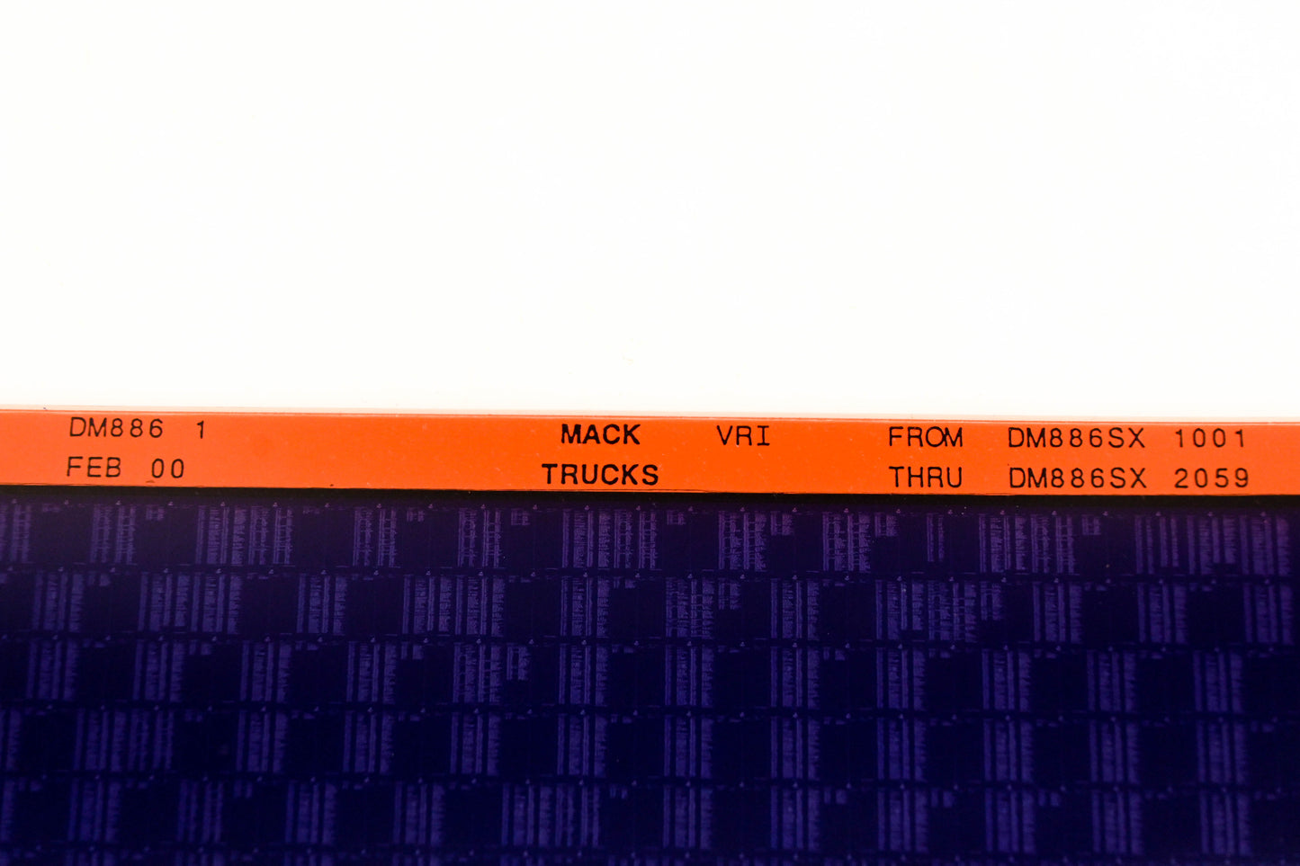 Mack DM886 1 DM886SX1001 - DM886SX2059 VRI Microfiche NOS