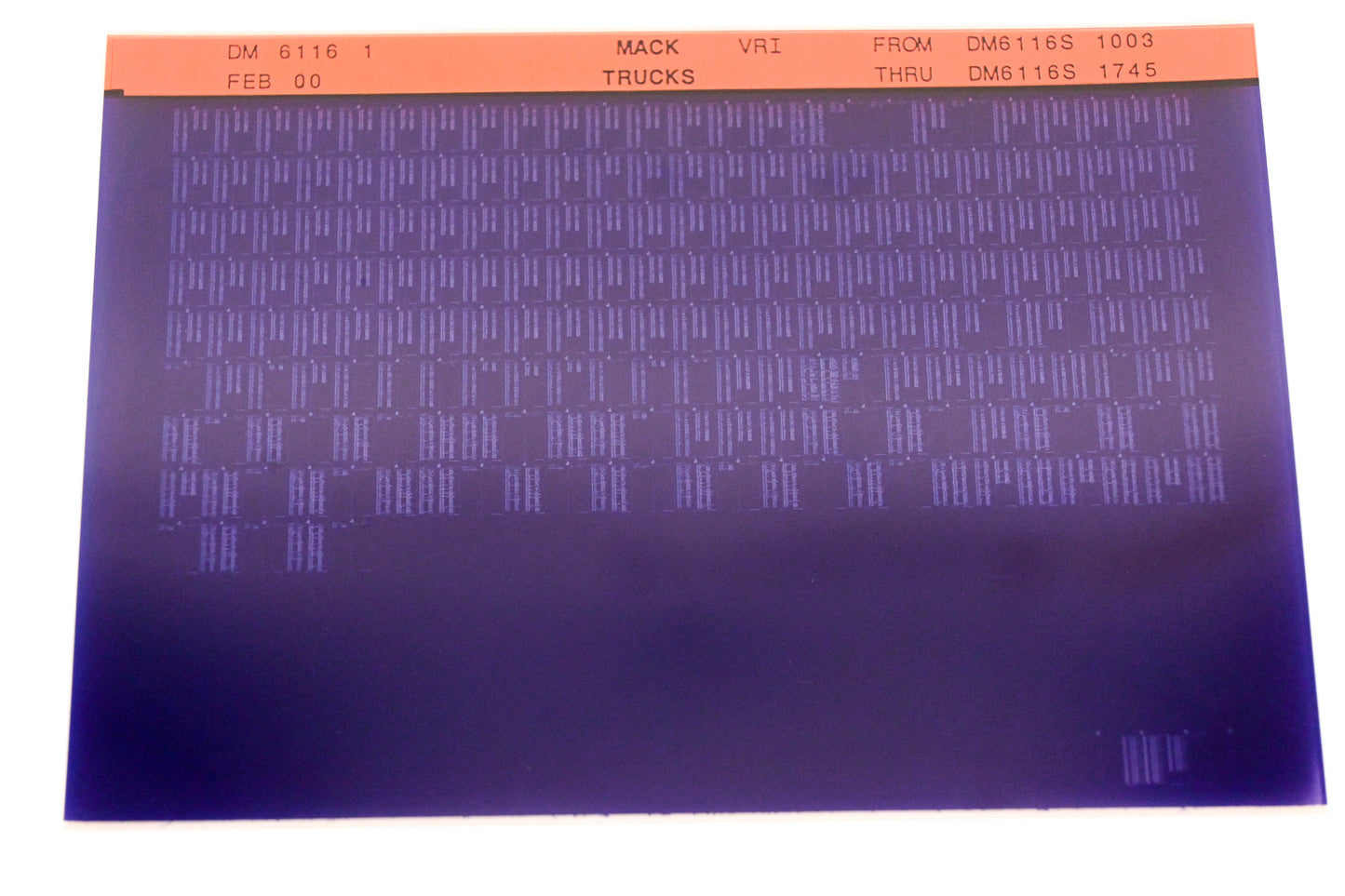 Mack DM6116 1 DM6116S1003 -DM6116S1745 VRI Microfiche NOS