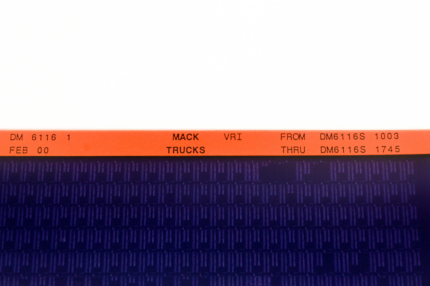 Mack DM6116 1 DM6116S1003 -DM6116S1745 VRI Microfiche NOS