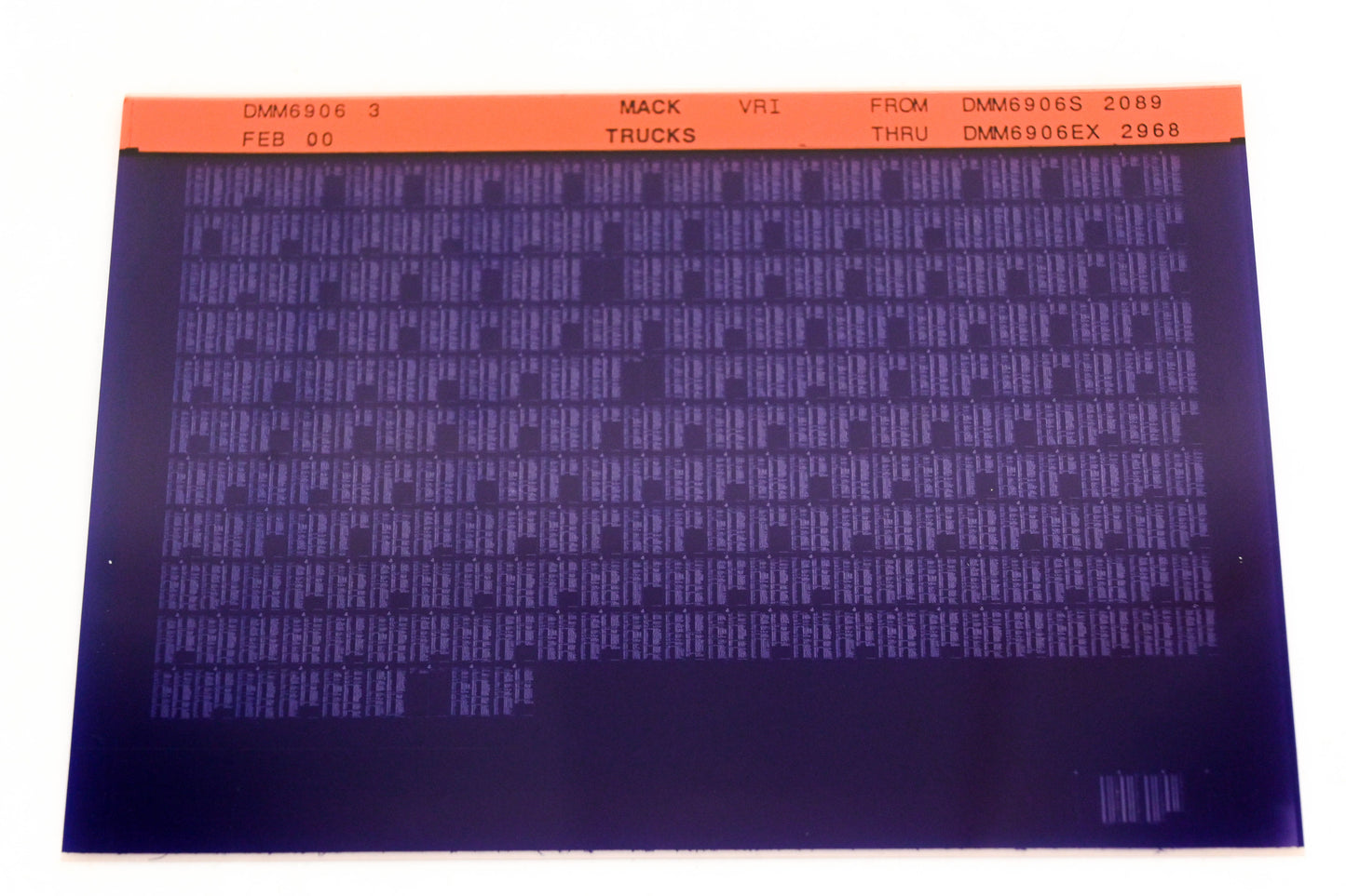 Mack DMM6906 3 DMM6906S2089 - DMM6906EX2968 VRI Microfiche NOS