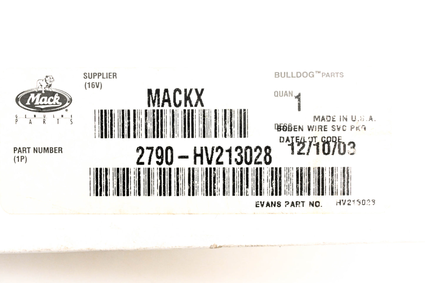 Mack 2790-HV213028 Wire NOS