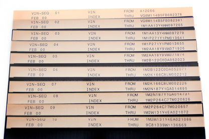 Mack VIN-SEQ 01, VIN-SEQ 02, VIN-SEQ 10 VIN Index A12066 -9C81399W1136669 Microfiche Lot of 10 NOS