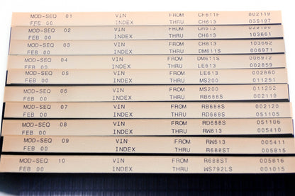 Mack MOD-SEQ 01, MOD-SEQ 02, MOD-SEQ 10 VIN Index CF611F002119 -WS792LS001015 Microfiche Lot of 10 NOS