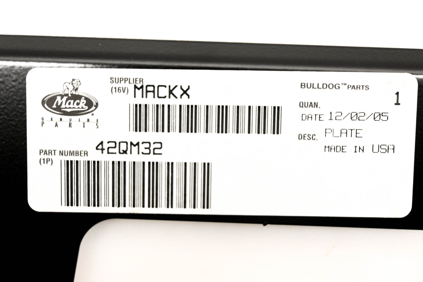 Mack 42QM32 Lefthand Hood Plate NOS