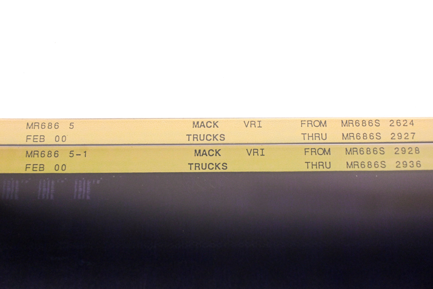 Mack MR686 5, MR686 5-1 MR686S2624 - MR686S2936 VRI Microfiche Lot of 2 NOS