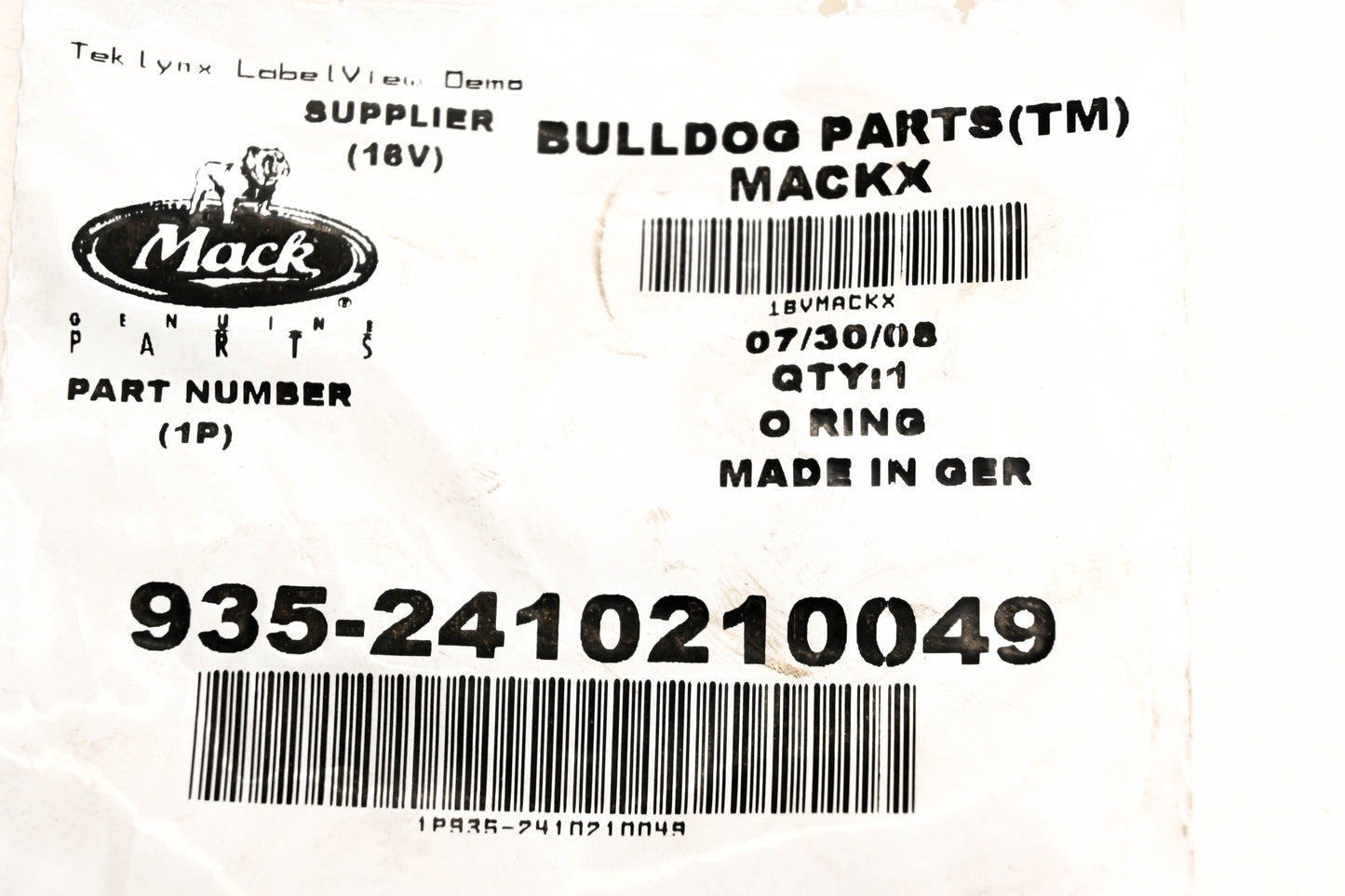 Mack 935-2410210049 O-Ring NOS