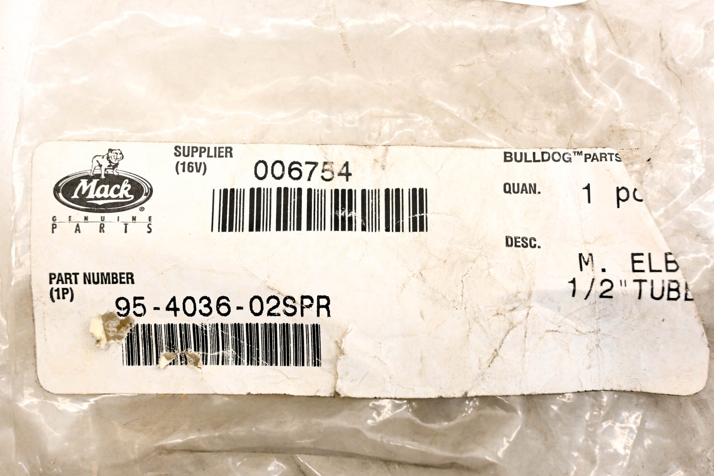 Mack 95-4036-02SPR, 1538-95403602SPR Check Valve NOS