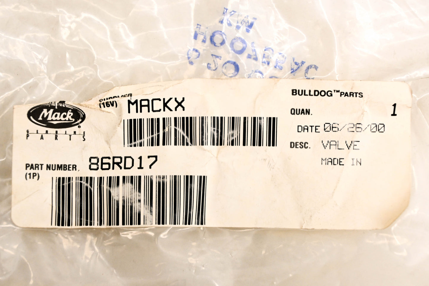 Mack 86RD17 Valve NOS