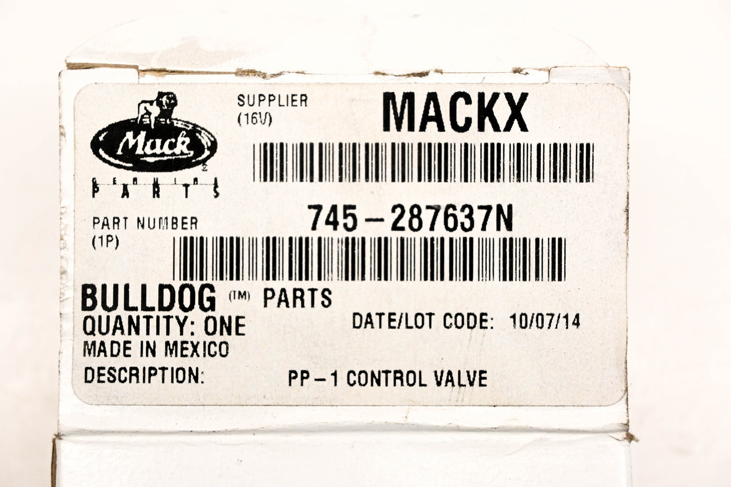 Mack 745-287637N, 20QE2167 Control Valve NOS