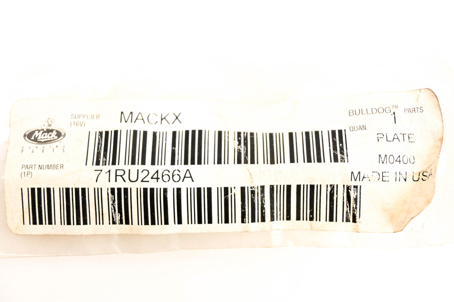 Mack 71RU2466A, 25625053 Black Plate NOS