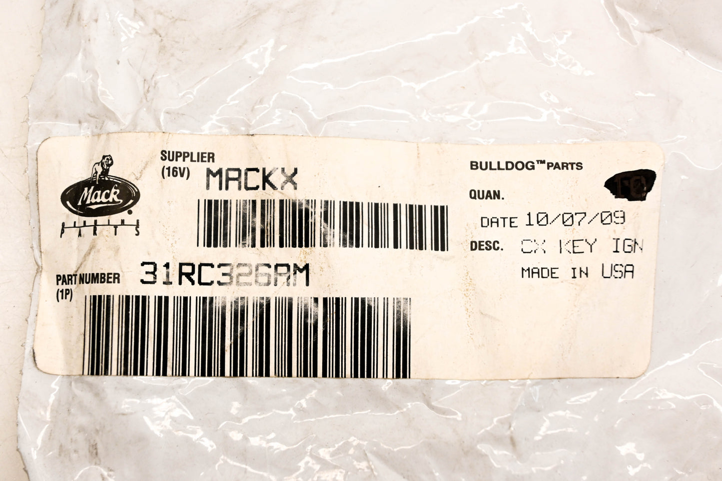 Mack 31RC326AM Blank CX Ignition Key NOS