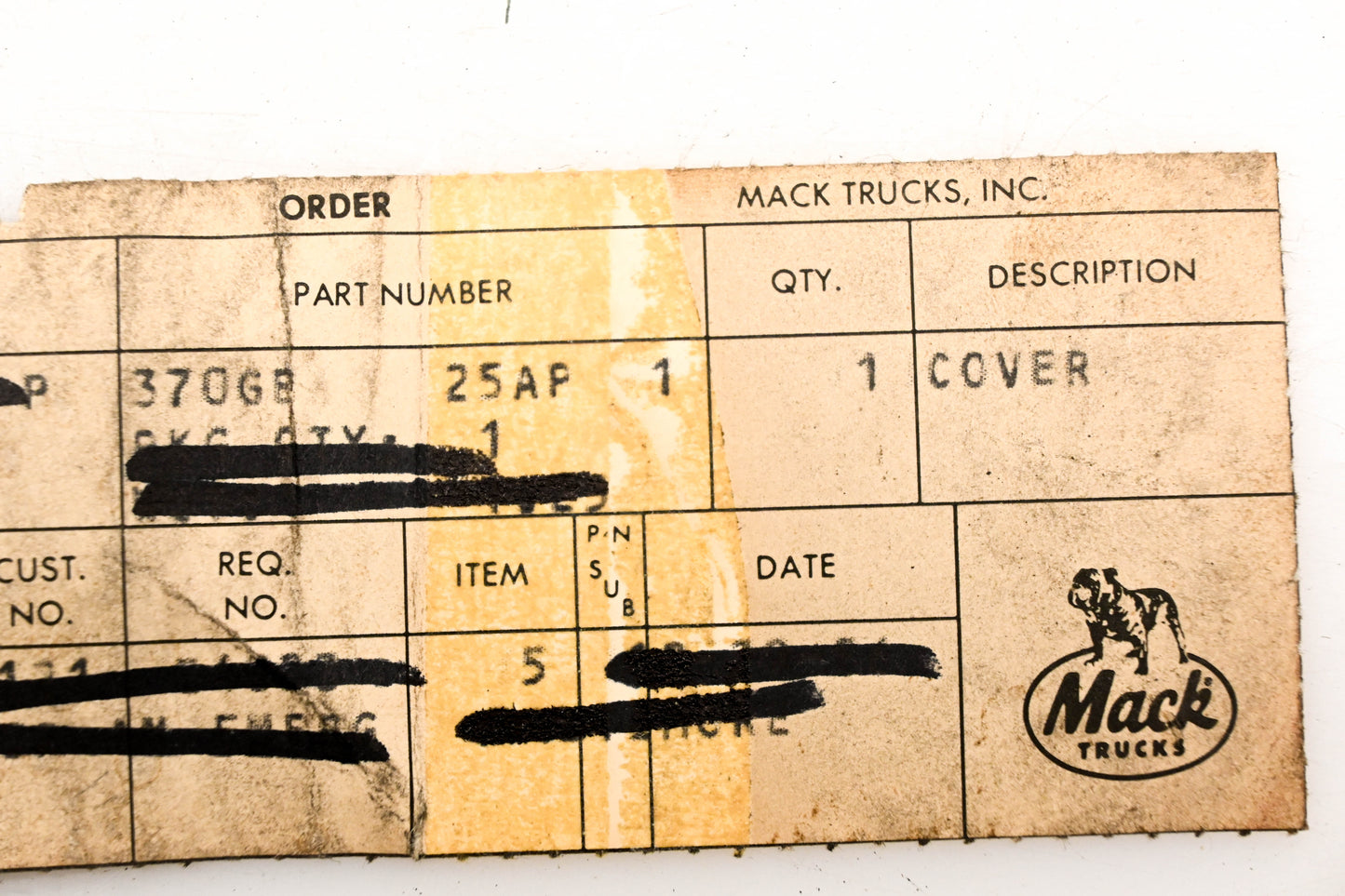 Mack 370GB25AP Cover Plate NOS