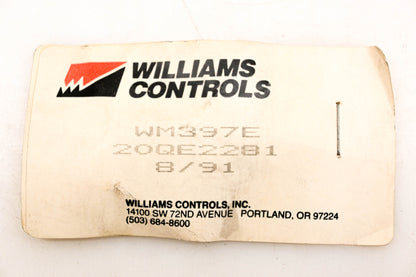Williams Controls WM397E, 20QE2281 Seat Valve NOS