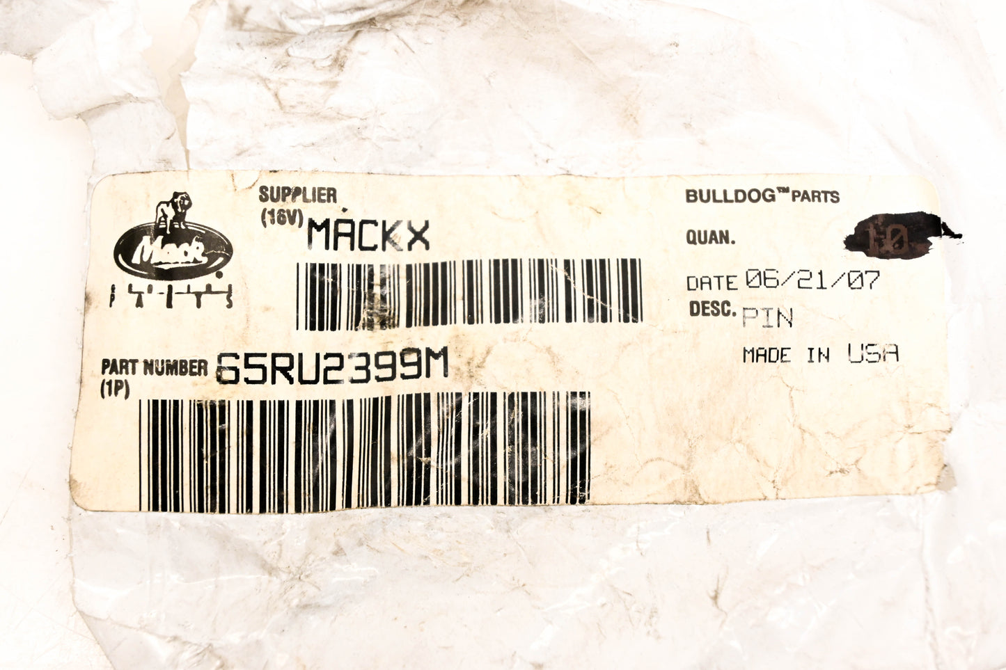 Mack 65RU2399M Pin NOS