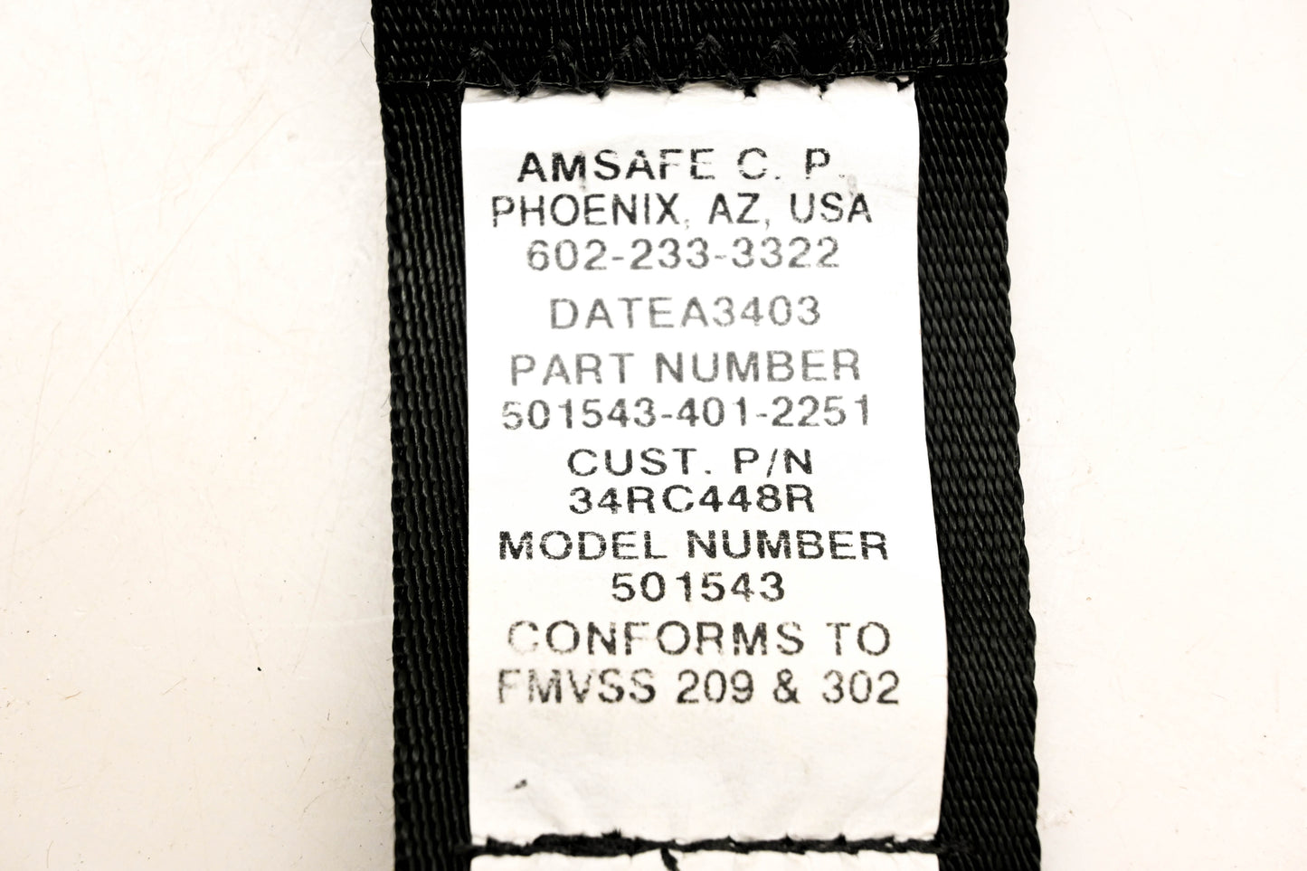 Mack 34RC448R, 501543-401-2251 Amsafe Safety Belt NOS