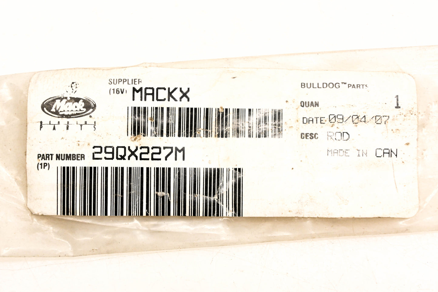 Mack 29QX227M Door Lock Rod NOS