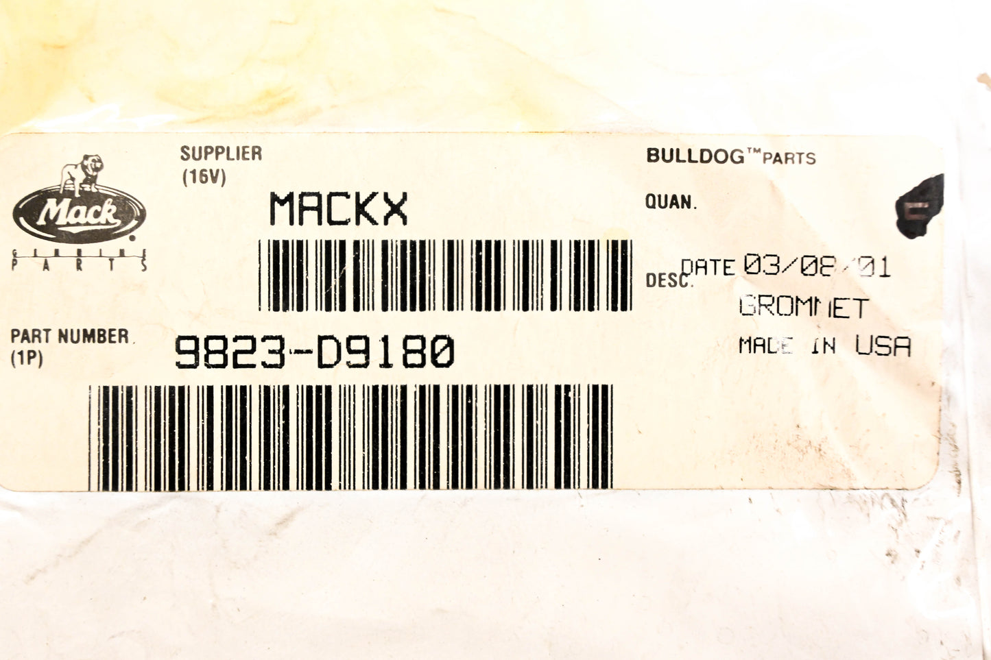 Mack 9823-D9180 Grommet NOS