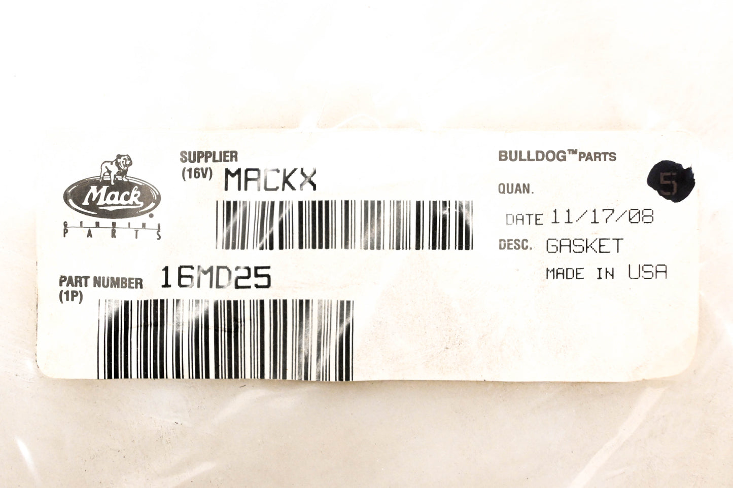 Mack 16MD25 Gasket NOS