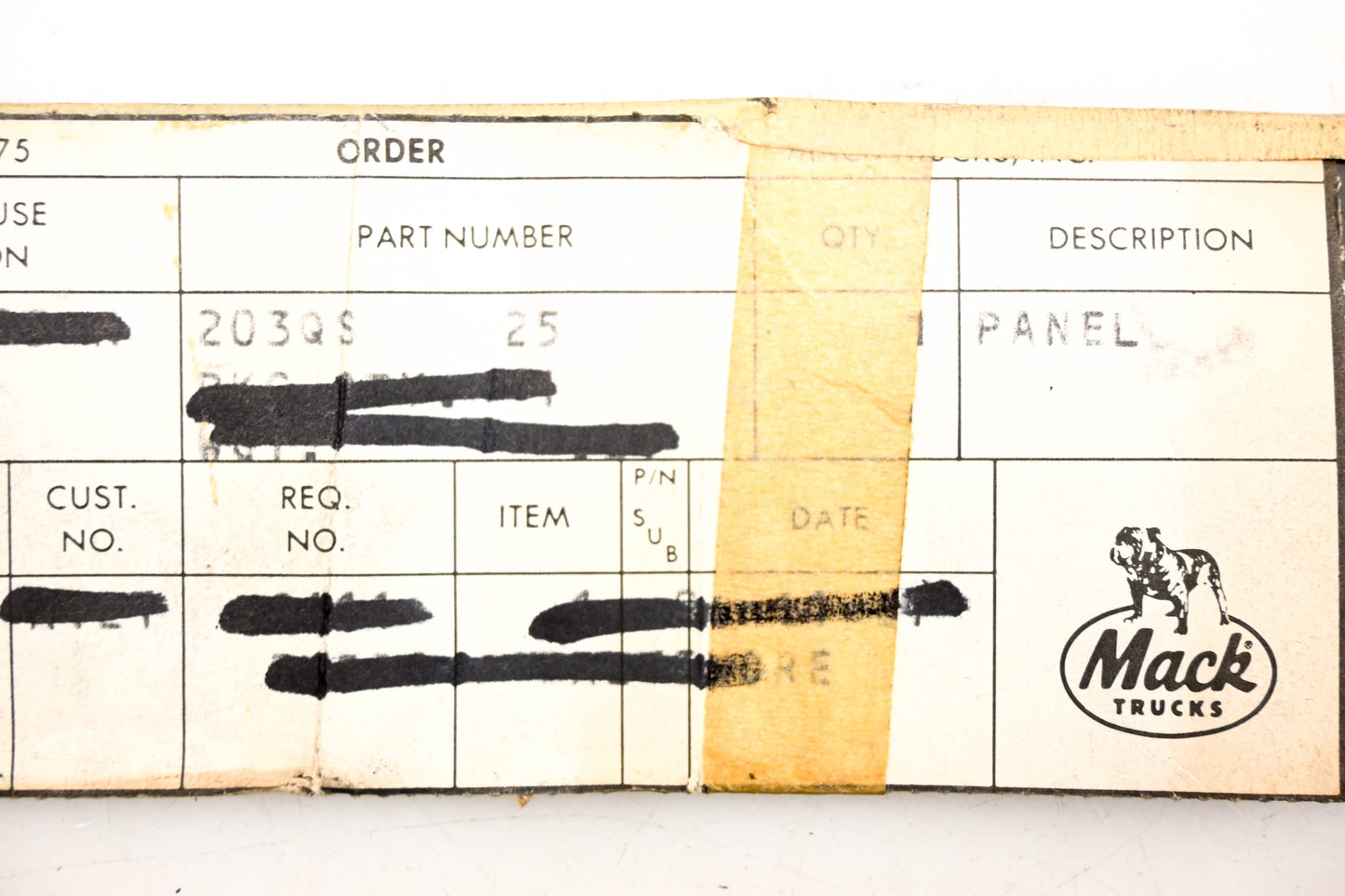 Mack 203QS25 Panel NOS