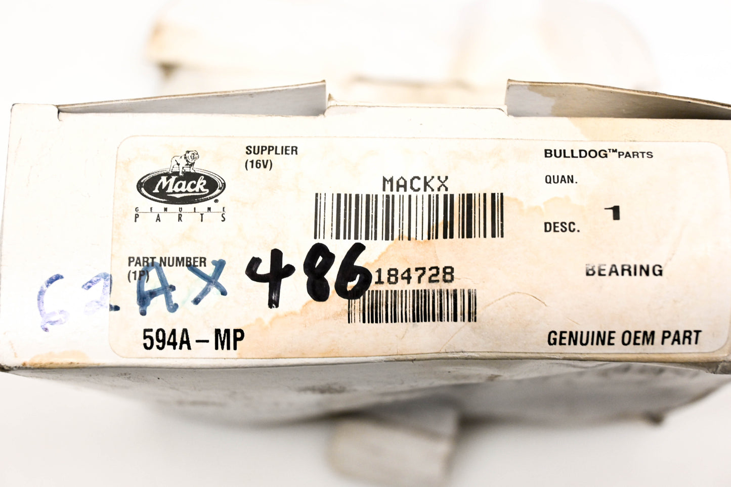 Hyatt 594A, 184728, 62AX486 Mack Bearing NOS