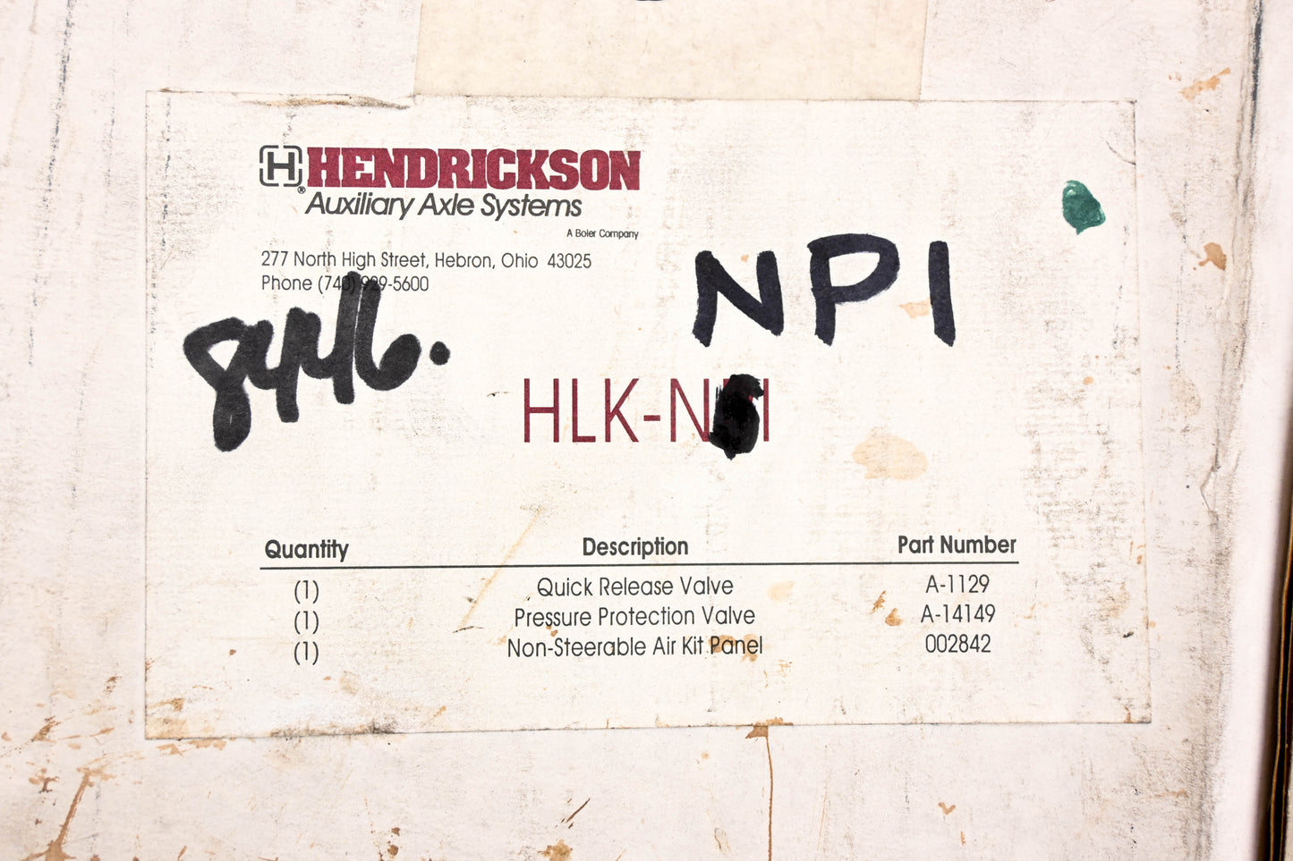Hendrickson HLK-NP1 Air Control System Kit NOS
