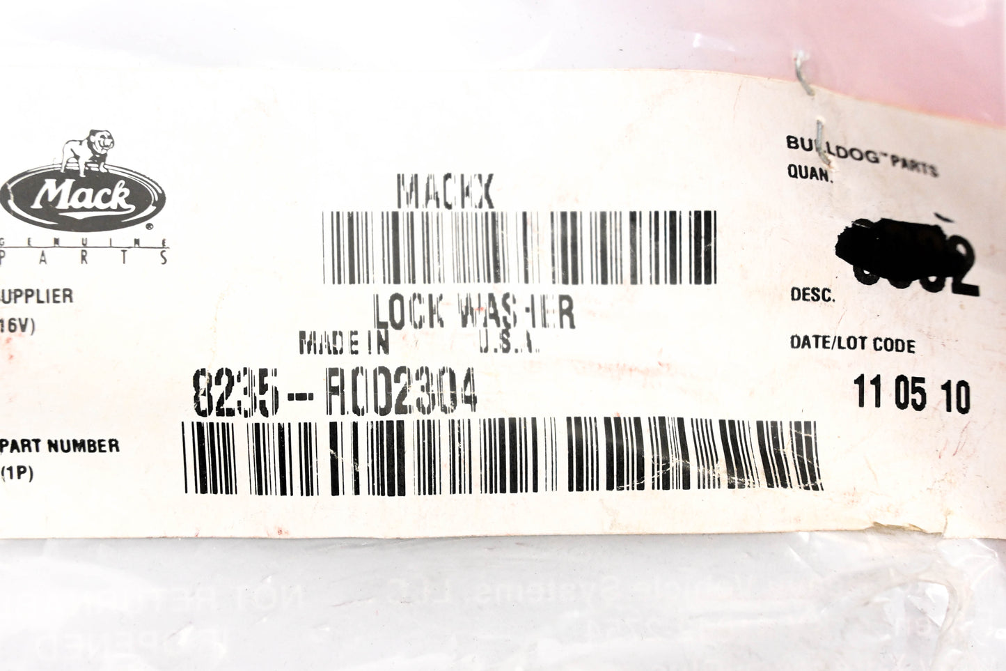 Mack 8235-R002304 Meritor Lock Washer NOS