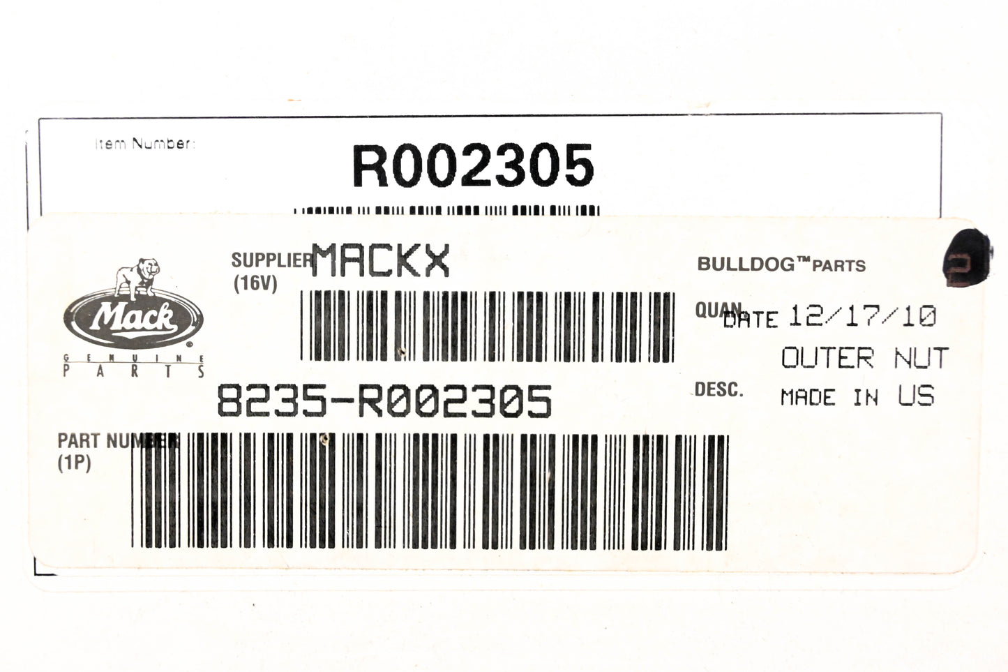 Mack 8235-R002305 Meritor Outer Nut NOS