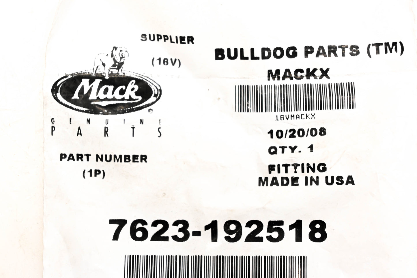 Mack 7623-192518 Nozzle Fitting NOS