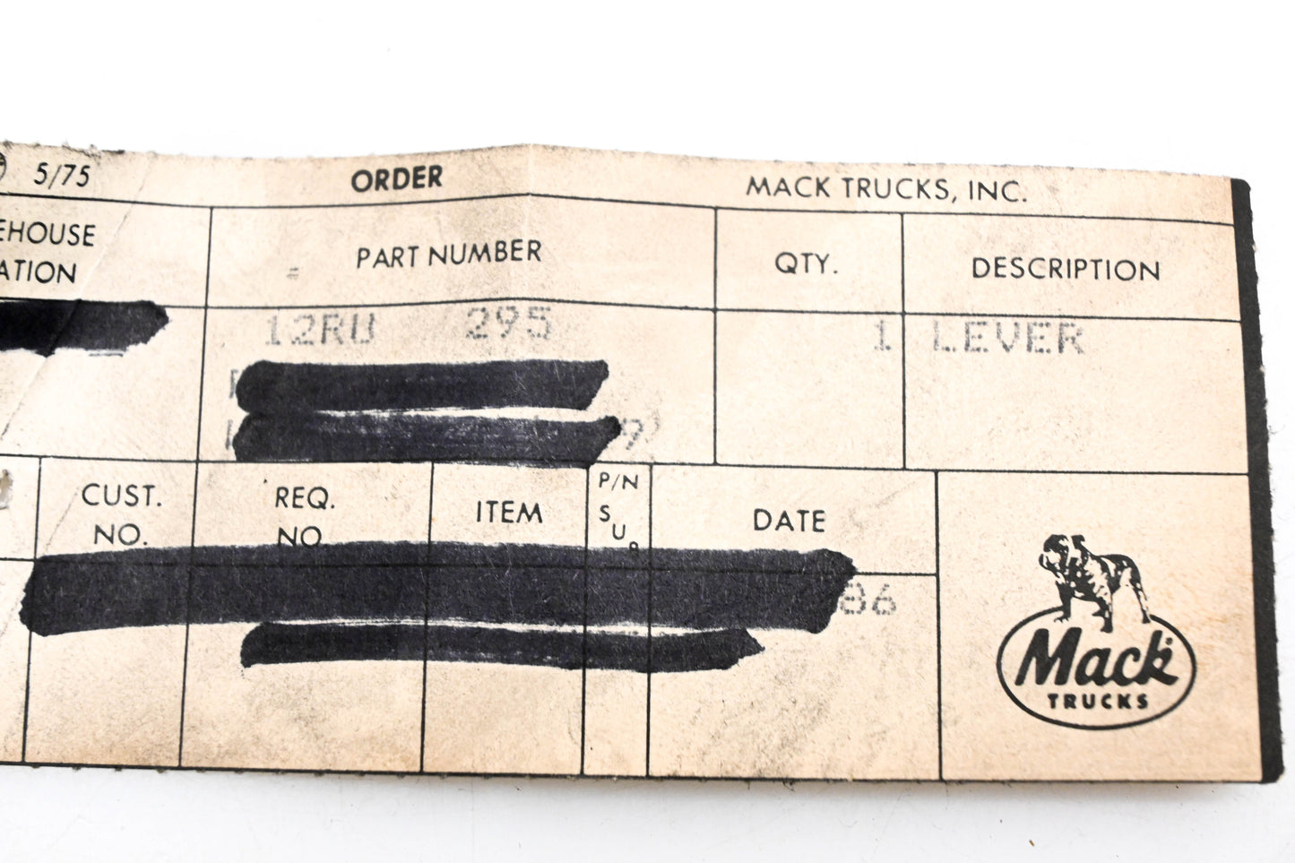 Mack 12RU295 Lever NOS