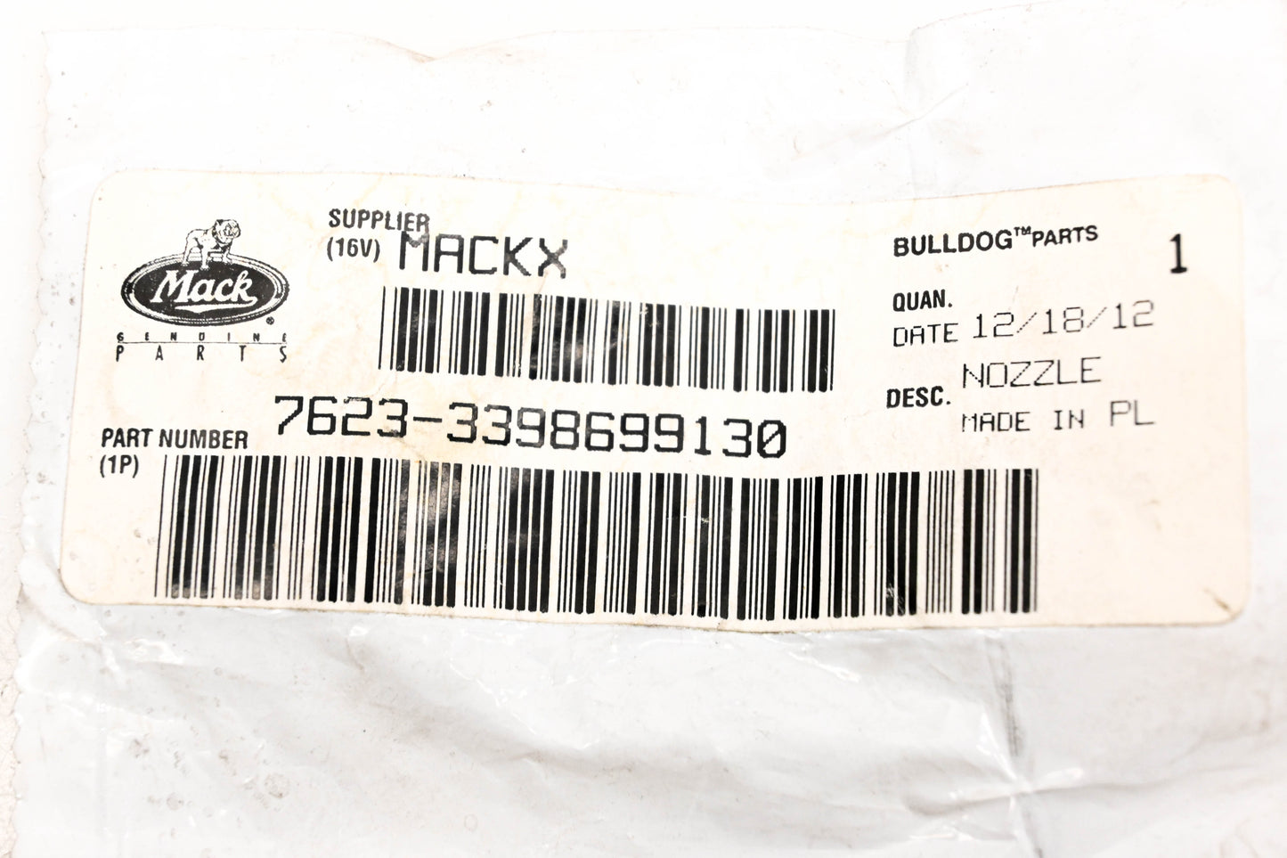 Mack 7623-3398699130 Nozzle Fitting NOS