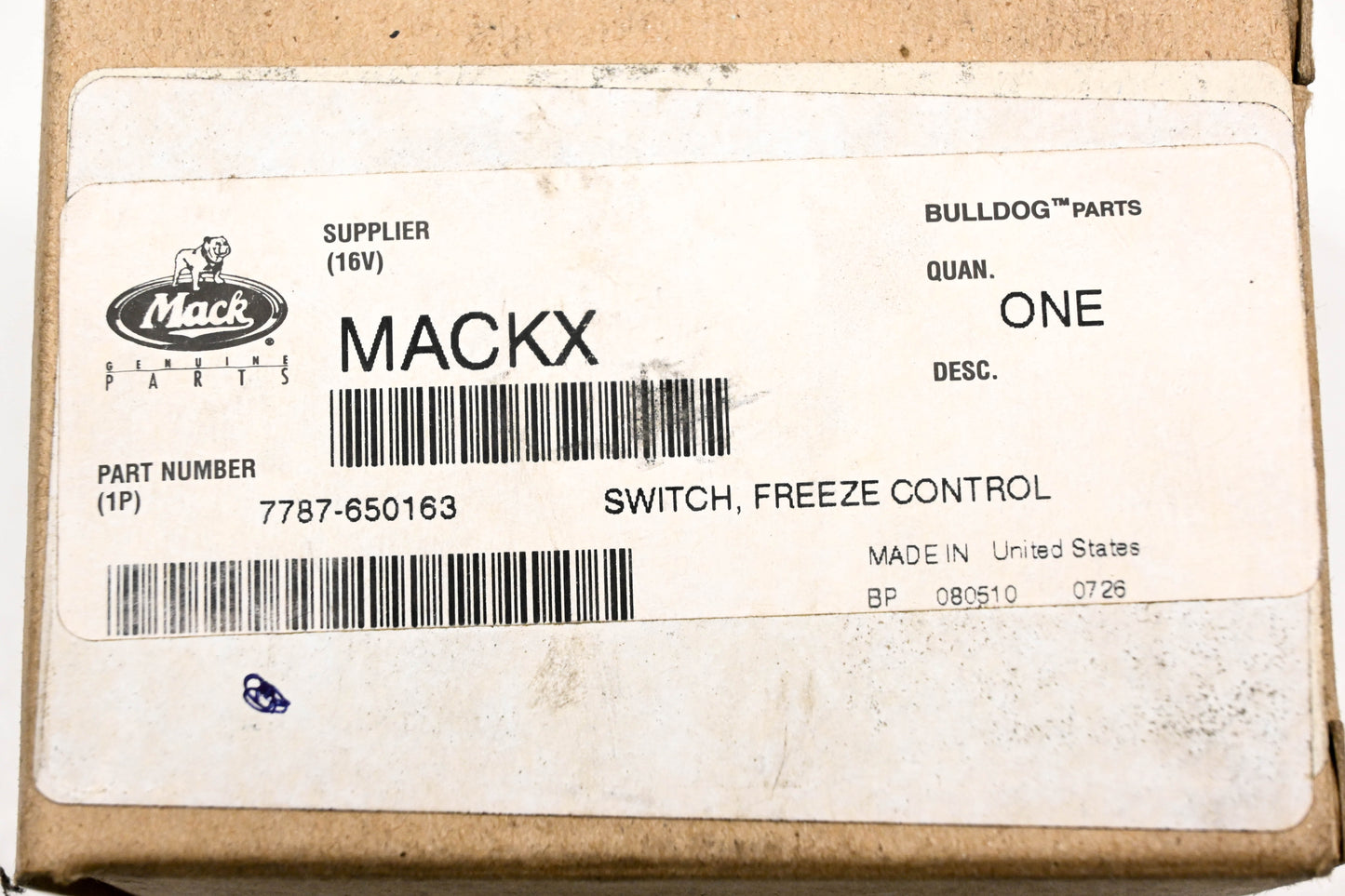 Mack 7787-650163 Freeze Control Switch NOS