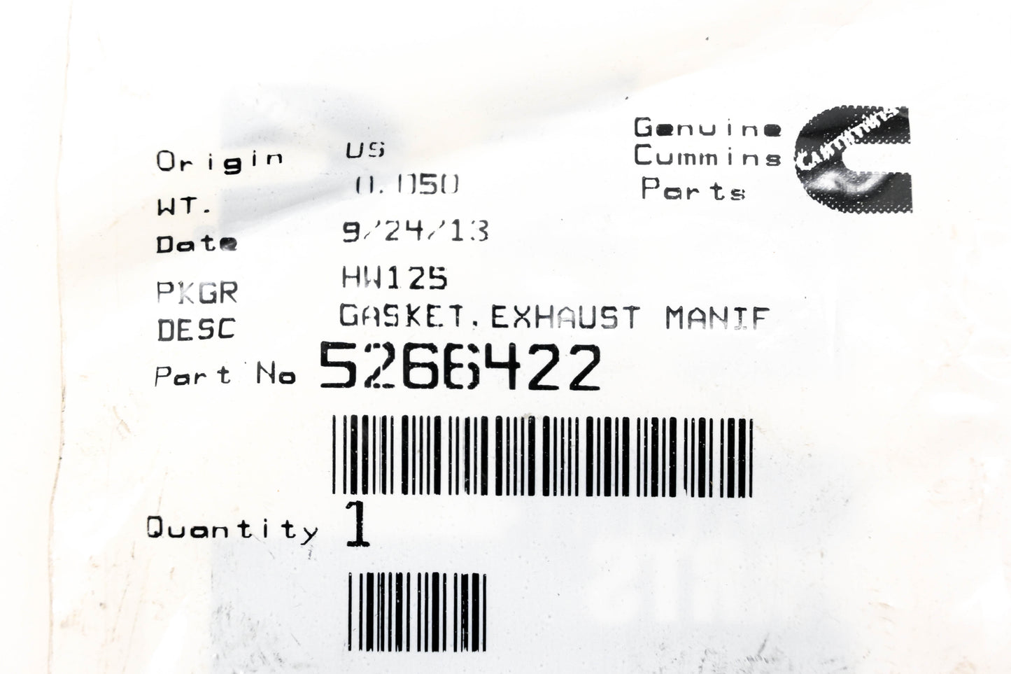 Cummins 5266422 Exhaust Manifold Gasket NOS