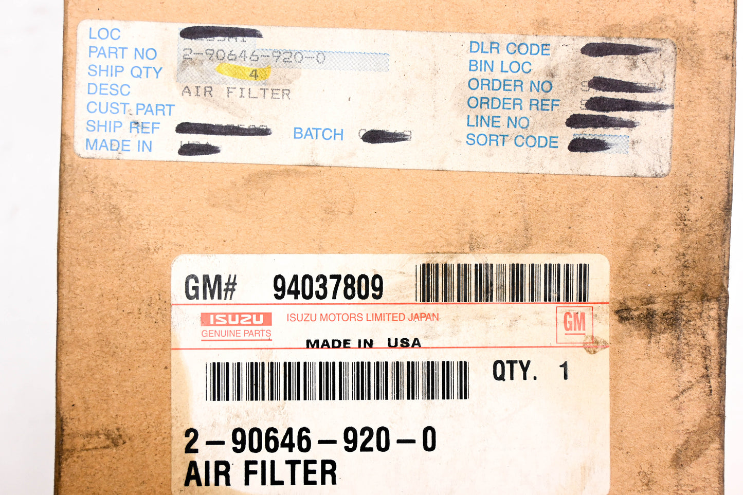 Isuzu 2-90646-920-0, 94037809 Air Filter NOS