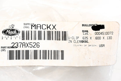 Mack 237AX526 U-Clips Qty 2 NOS