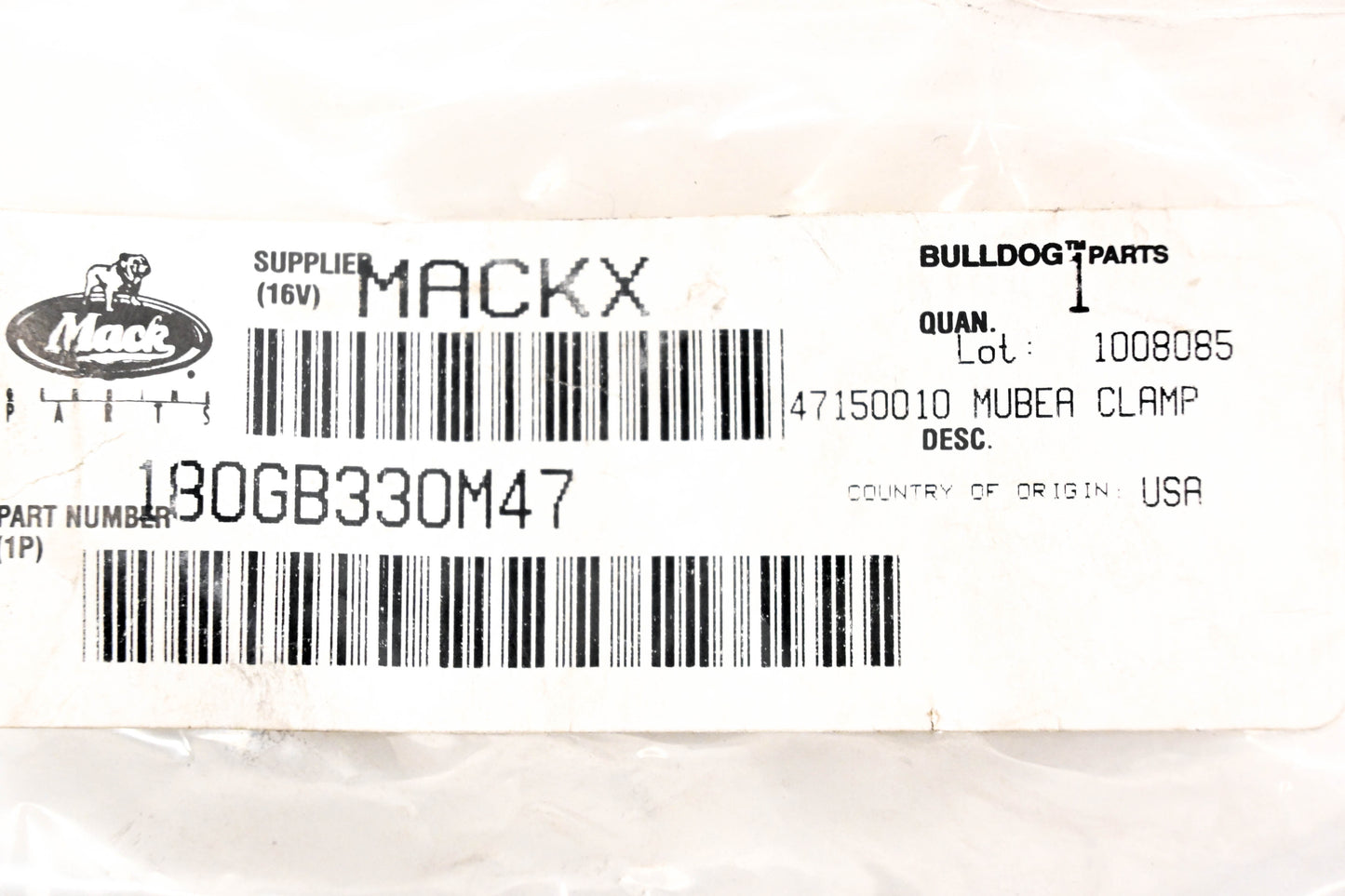 Mack 180GB330M47, 25101768 Mubea Spring Clamp NOS