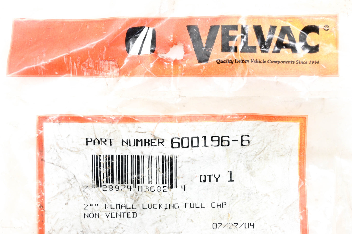 Velvac 600196-6 Non Vented Locking Female Fuel Cap NOS